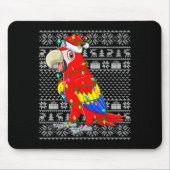 Macaw Parrot Christmas Lights Ugly Sweater Funny B Mousepad (Vorne)
