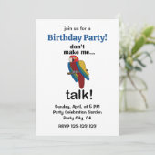 Macaw Parrot Don't Make Me Talk Funny Birthday  Einladung (Stehend Vorderseite)