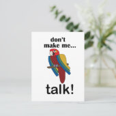Macaw Parrot Don't Make Me Talk Funny Quote Postkarte (Stehend Vorderseite)