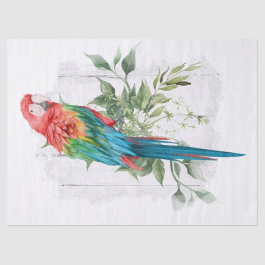 Macaw Parrot Eucalyptus Watercolor Seidenpapier (Vorderseite)