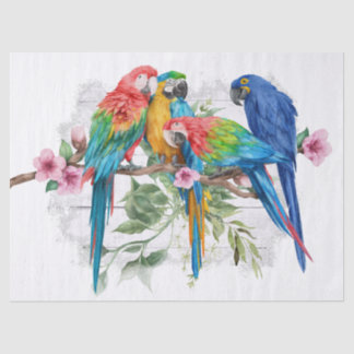 Macaw Parrot Eucalyptus Watercolor Tissue Paper Seidenpapier