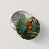 Macaw Parrot im Dschungel Button (Vorne & Hinten)
