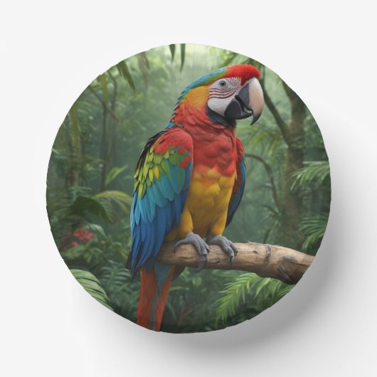 Macaw Parrot im Dschungel Pappteller (Vorderseite)