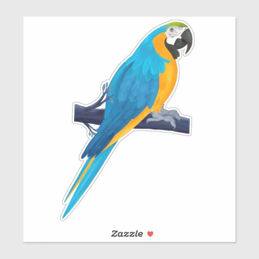 Macaw Parrot in Blau und Gold Aufkleber (Blatt)