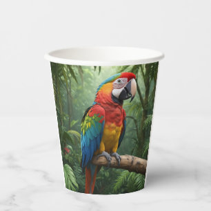 Macaw Parrot in Dschungel Pappbecher