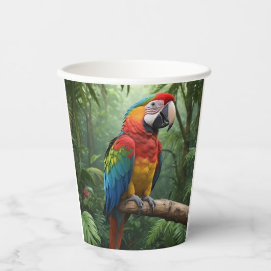 Macaw Parrot in Dschungel Pappbecher (Vorderseite)