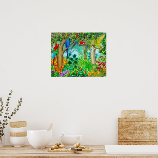 Macaw Parrot Jungle Aquarellmaler Poster (Küche)