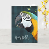 Macaw Parrot mit Bläschen Geburtstag Karte (Gelbe Blume)
