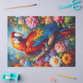 Macaw Parrot mit farbenfrohen Blume Decoupage Seidenpapier (Basteln)