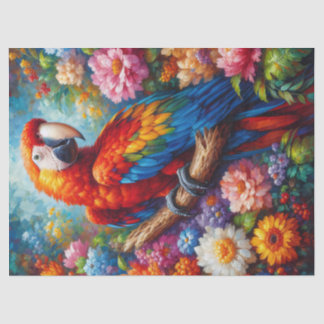 Macaw Parrot mit farbenfrohen Blume Decoupage Seidenpapier