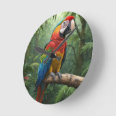 Macaw Parrot Runde Wanduhr (Winkel)
