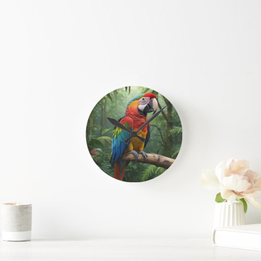 Macaw Parrot Runde Wanduhr (Zuhause)