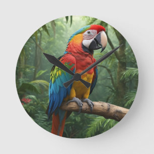 Macaw Parrot Runde Wanduhr