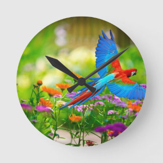 Macaw Parrot Runde Wanduhr