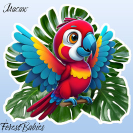 Macaw Parrot Tropical Bird, Monstera Foliage 🦜 Aufkleber