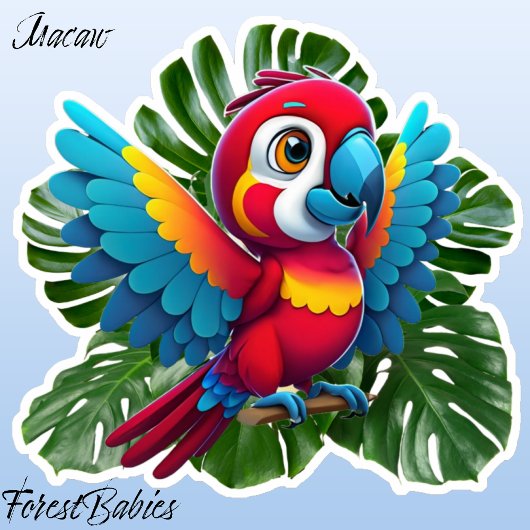 Macaw Parrot Tropical Bird, Monstera Foliage 🦜 Aufkleber