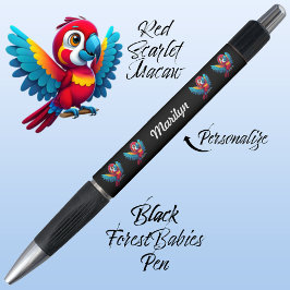 Macaw Parrot, Tropical Bird Safari Animal Black 🦜 Kugelschreiber