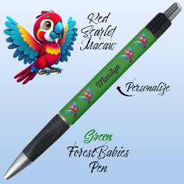 Macaw Parrot, Tropical Bird Safari Animal Green 🦜 Kugelschreiber