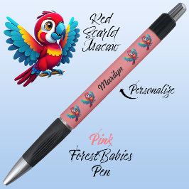 Macaw Parrot, Tropical Bird Safari Animal Pink 🦜 Kugelschreiber