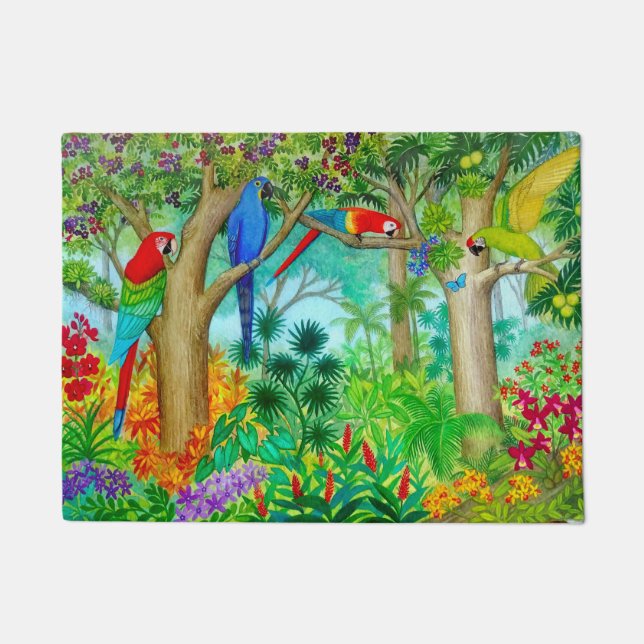 Macaw Parrot Tropical Jungle Doormat Fußmatte (Vorderseite)
