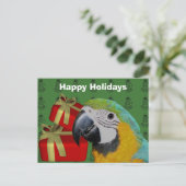Macaw Parrot Weihnachtsfeiertag Postkarte (Stehend Vorderseite)