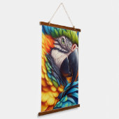 Macaw Parrot Wood Topped Wall Tapestory Wandteppich Mit Holzrahmen (Gewinkelt)