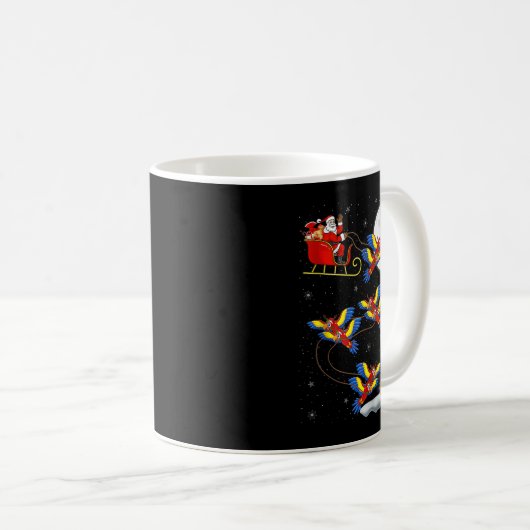 Macaw Parrots Santa Sleigh Flying Funny Magical Ch Kaffeetasse (VorderseiteRechts)
