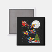 Macaw Parrots Santa Sleigh Flying Funny Magical Ch Magnet (Vorderseite/Rückseite)