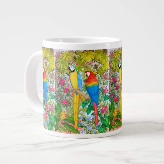 Macaw Parrots Tropical Birds Jumbo Tasse (Vorderseite Links)