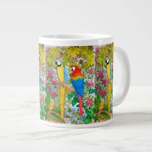 Macaw Parrots Tropical Birds Jumbo Tasse (Vorderseite Rechts)