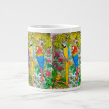 Macaw Parrots Tropical Birds Jumbo Tasse