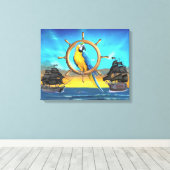 MaCaw Pirate Parrot Leinwanddruck (Insitu (Holzboden))