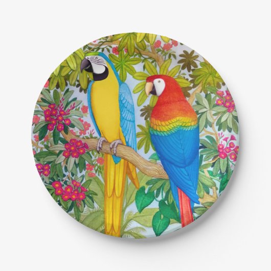 Macaw plappert tropische Vogel-PapierTeller nach Pappteller (Vorderseite)