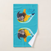Macaw portrait on a turquoise background badhandtuch set (Handtuch)