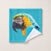 Macaw portrait on a turquoise background badhandtuch set (Waschlappen)