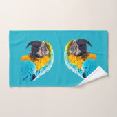 Macaw portrait on a turquoise background badhandtuch set (Handtuch)