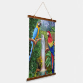 Macaw Tropical Parrots Wandteppich Mit Holzrahmen (Gewinkelt)