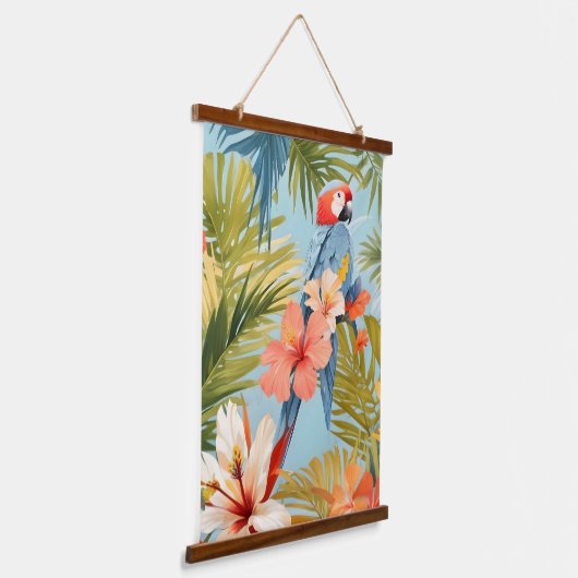 Macaw Tropical Solitude Wandteppich Mit Holzrahmen (Gewinkelt)