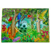 Macaw-tropische Dschungel-Geschenk-Tasche groß Große Geschenktüte (Vorderseite)