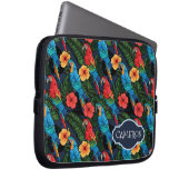 Macaw-und Hibiskus-Muster | addieren Ihren Namen Laptopschutzhülle (Vorne Rechts)