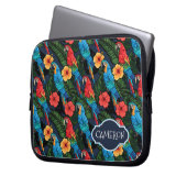 Macaw-und Hibiskus-Muster | addieren Ihren Namen Laptopschutzhülle (Vorderseite Links)