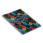 Macaw-und Hibiskus-Muster | addieren Ihren Namen Notizblock (Rechte Seite)