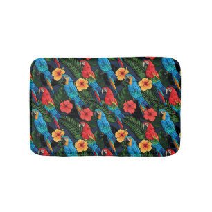 Macaw-und Hibiskus-Muster Badematte