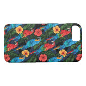 Macaw-und Hibiskus-Muster Case-Mate iPhone Hülle (Rückseite (Horizontal))