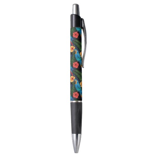 Macaw-und Hibiskus-Muster Kugelschreiber (Unterseite (Vertikal))