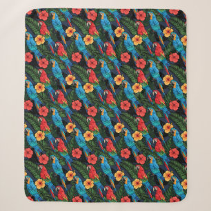 Macaw-und Hibiskus-Muster Sherpadecke