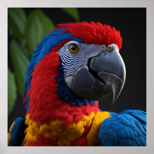 Macaw Vogel 3D mit hoher Detailtreue, lebhafte Far Poster