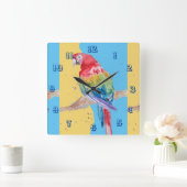 Macaw Watercolor Parrot Bird Childrings Room Clock Quadratische Wanduhr (Zuhause)