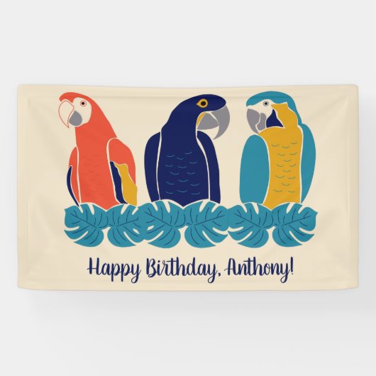 Macaws Illustrationen Tropisches Party Banner (Horizontal)