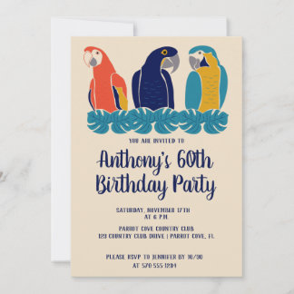 Macaws Illustrationen Tropisches Party Einladung
